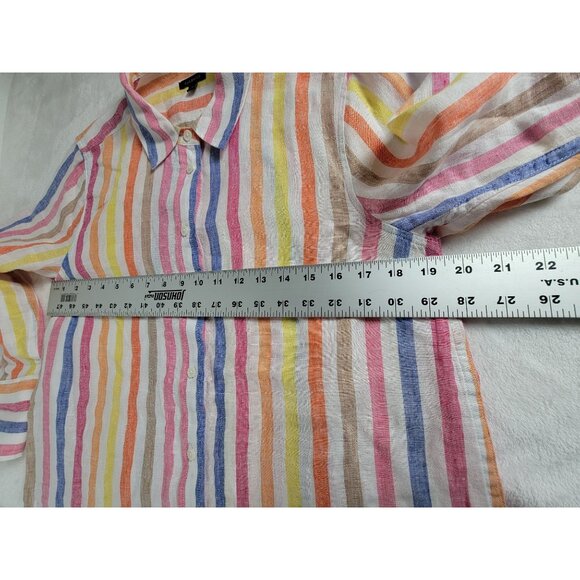 Talbots Multicolor Striped Linen Button-Up Shirt Size Small Long Sleeve Casual - Picture 6 of 7